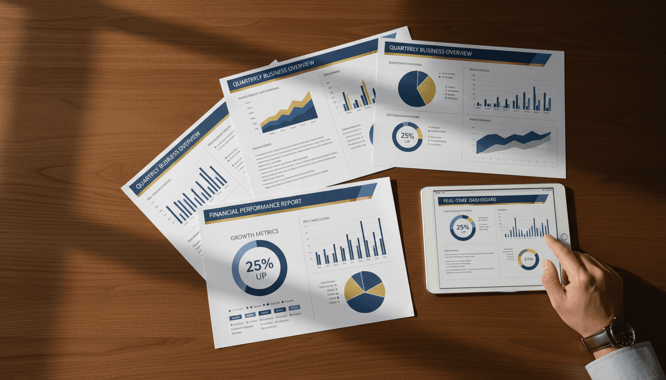Performance reports and insights displayed on tablet and printed materials