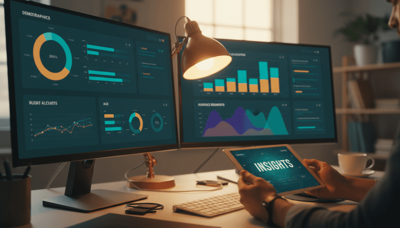 Analytics dashboard showing audience segments and budget allocation recommendations