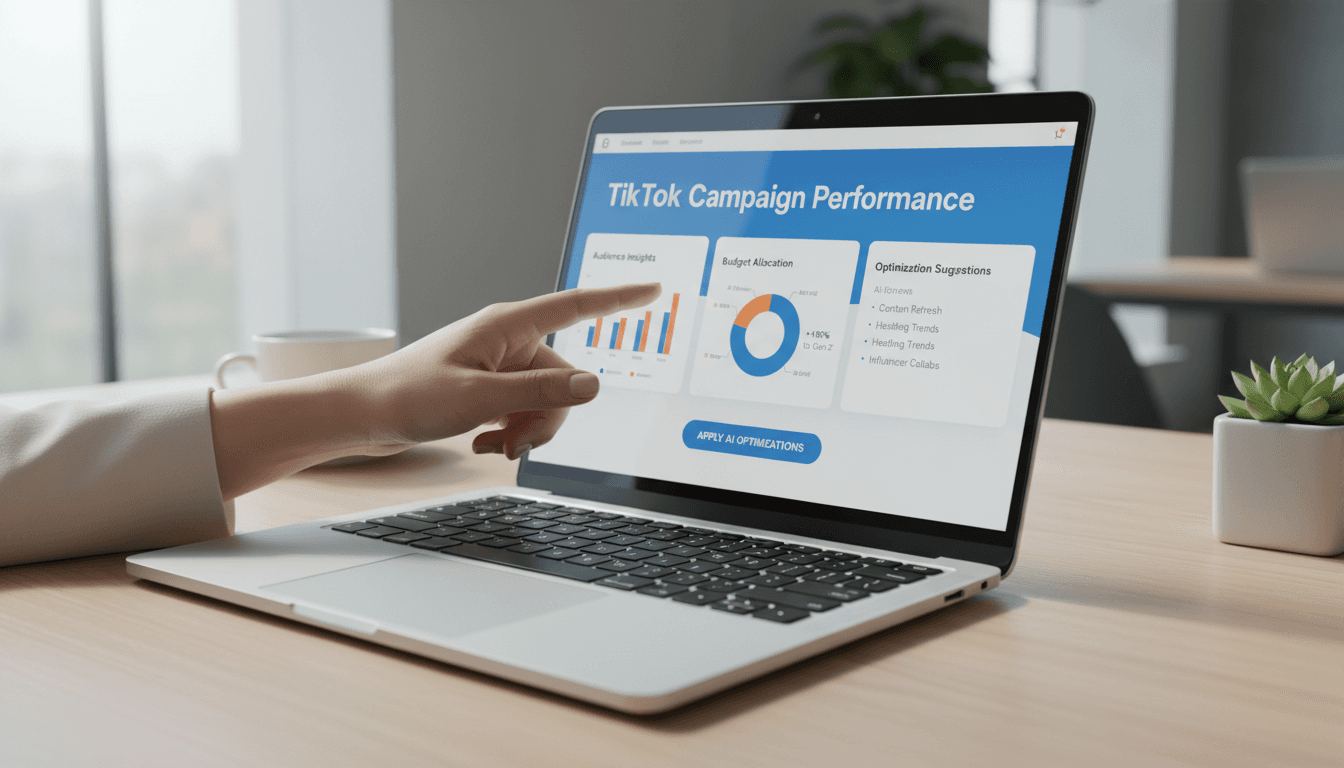 User reviewing TikTok campaign performance data and AI recommendations on Rosenix platform