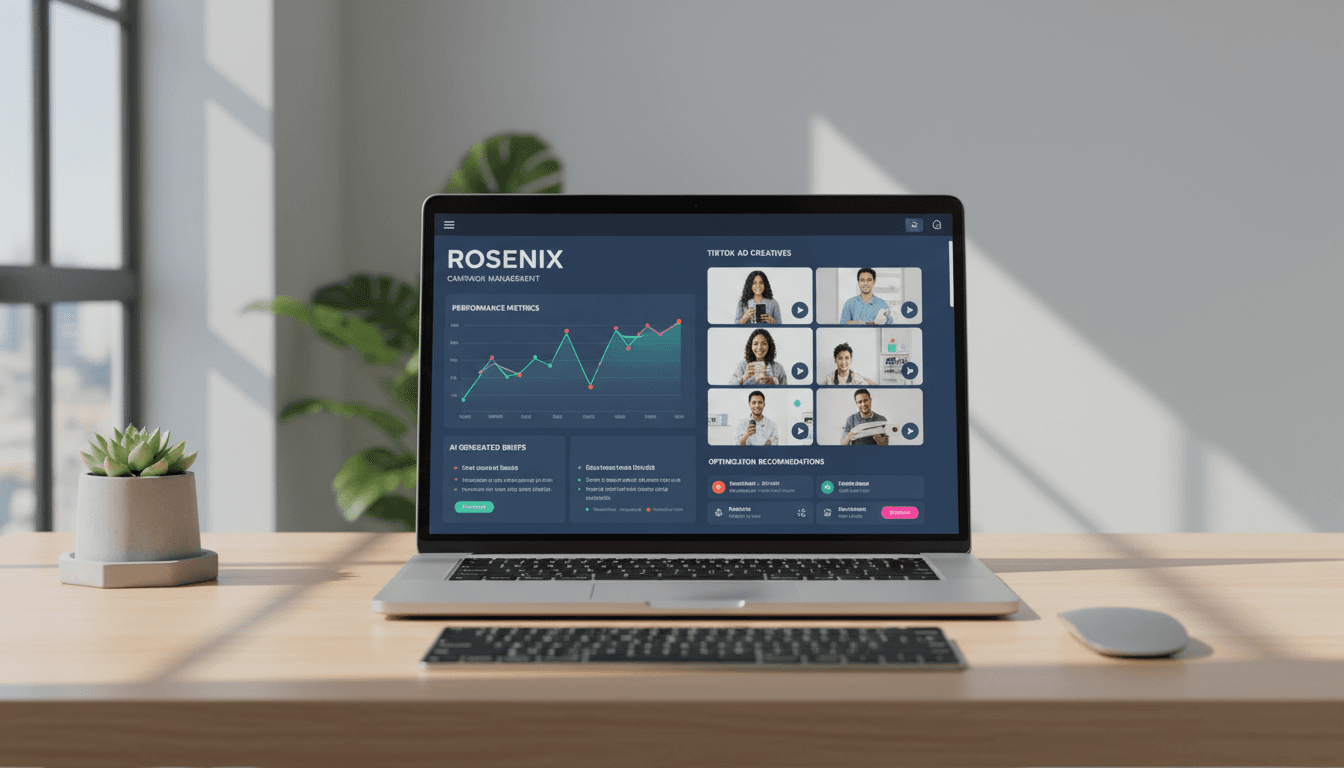 Rosenix campaign management dashboard showing TikTok ads organization and performance metrics