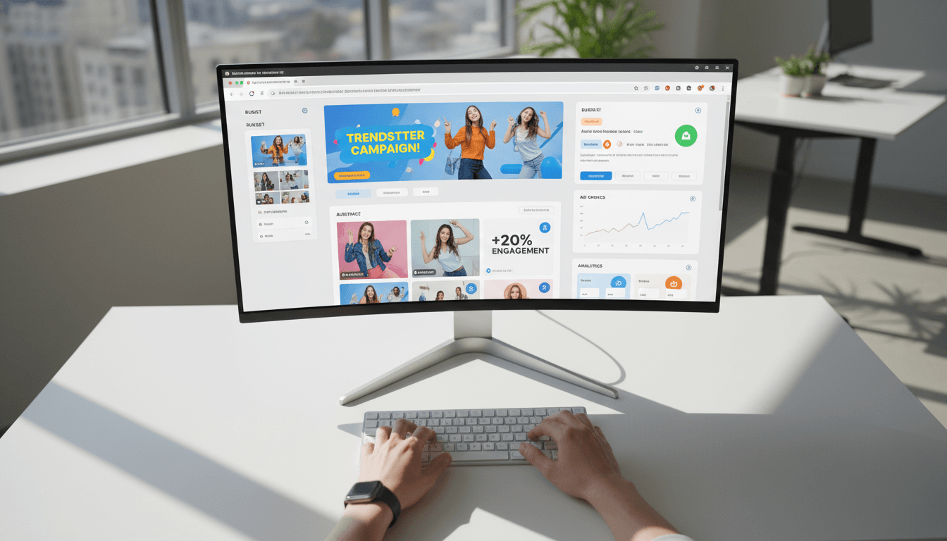 Marketer's hands working on TikTok campaign setup across multiple browser windows