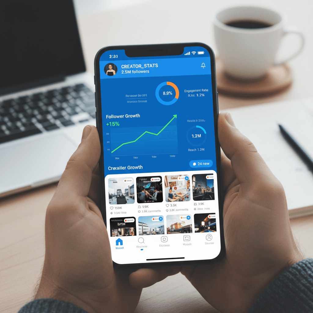 Mobile phone showing TikTok app with campaign engagement and video metrics